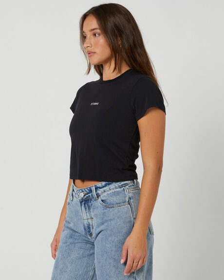 WASHED BLACK WOMENS CLOTHING THRILLS TEES - WTA23-131BWBLK
