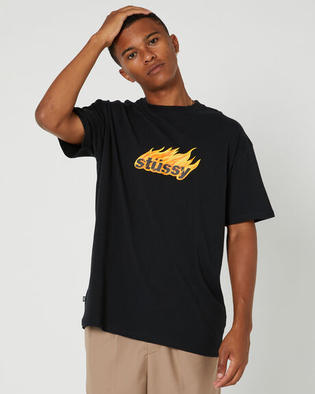 BLACK MENS CLOTHING STUSSY GRAPHIC TEES - ST035005BLACK