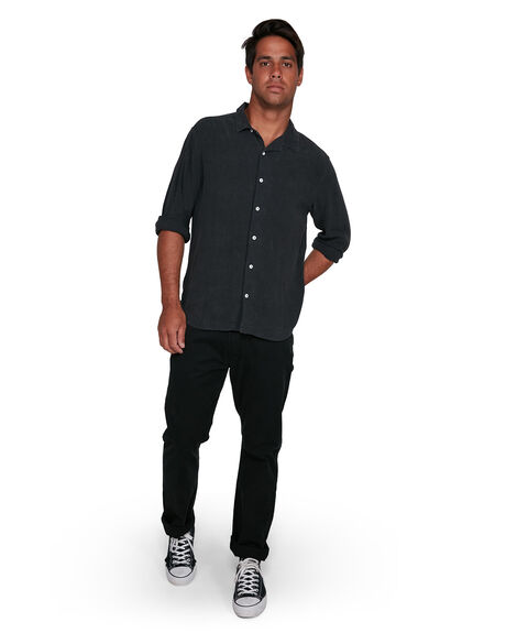 BLACK MENS CLOTHING RVCA SHIRTS - RV-R305205-BLK