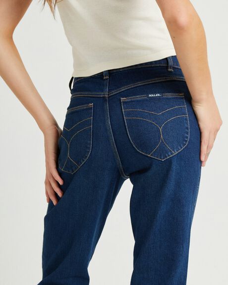 DARK VINTAGE BLUE WOMENS CLOTHING ROLLAS JEANS - GPW0001221-DNM