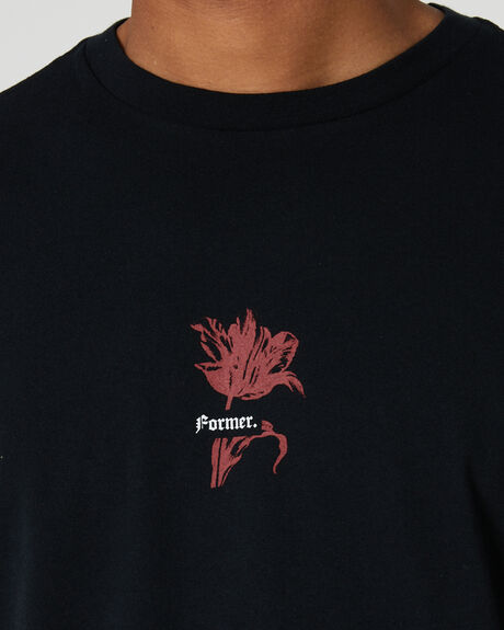 BLACK MENS CLOTHING FORMER GRAPHIC TEES - FTE-23106BLK