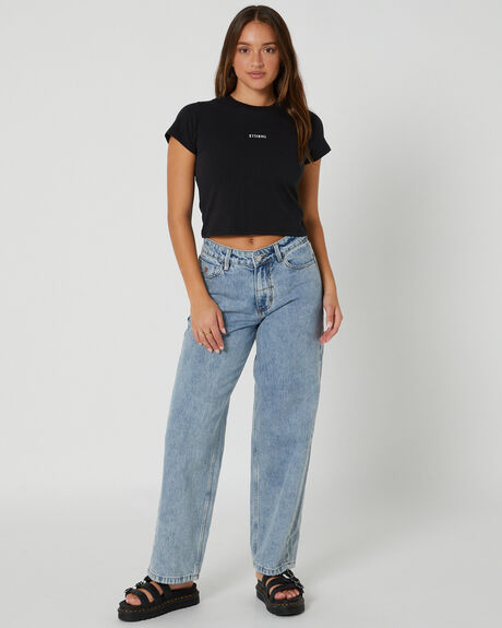 WASHED BLACK WOMENS CLOTHING THRILLS TEES - WTA23-131BWBLK