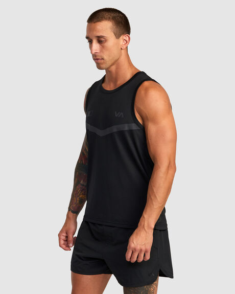 BLACK MENS CLOTHING RVCA SINGLETS + TANKS - AVYKT00272-BLK