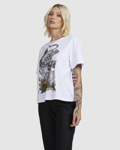 WHITE WOMENS CLOTHING RVCA T-SHIRTS + SINGLETS - UVJZT00192-WHT