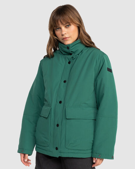 GALAPAGOS GREEN WOMENS CLOTHING ROXY COATS + JACKETS - ERJJK03602-GQZ0