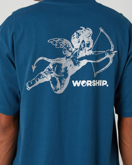 MOROCCAN BLUE MENS CLOTHING WORSHIP T-SHIRTS + SINGLETS - PA24-113E