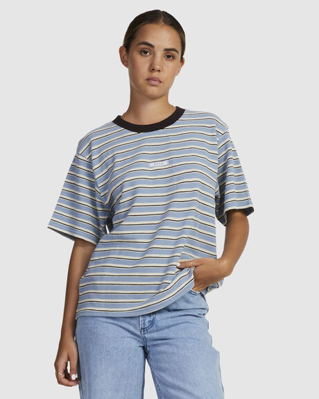 DUSTY BLUE WOMENS CLOTHING RVCA TEES - UVJKT00153-DSB