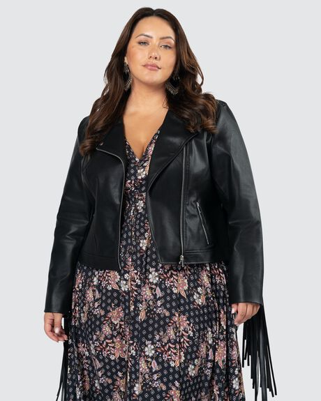 BLACK WOMENS CLOTHING THE POETIC GYPSY COATS + JACKETS - CPAW21163001-10