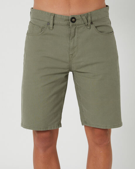 Green denim shorts mens top