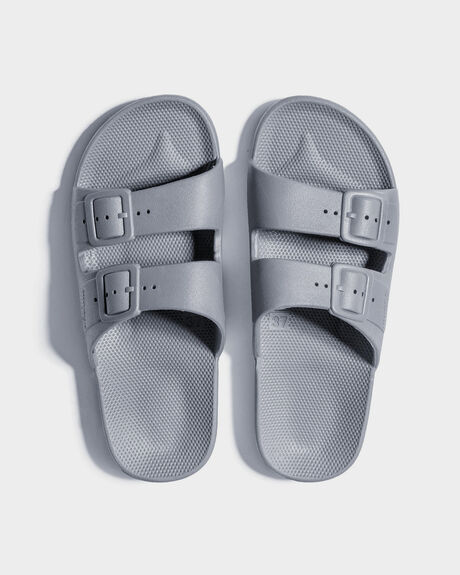 GREY WOMENS FOOTWEAR FREEDOM MOSES SLIDES + THONGS - FM-GRY-3435