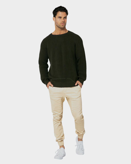 KHAKI MENS CLOTHING ONEBYONE KNITS + CARDIGANS - OBO-991-S