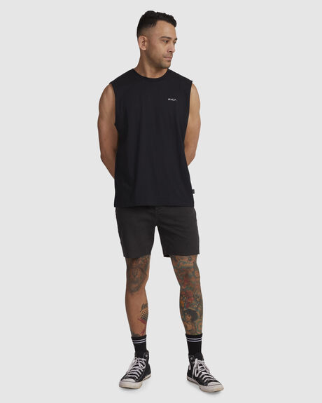RVCA BLACK MENS CLOTHING RVCA T-SHIRTS + SINGLETS - UVYZT00614-RVB