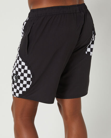 BLACK CHECK MENS CLOTHING TOWN AND COUNTRY BOARDSHORTS - TC223BSM03BLKCH