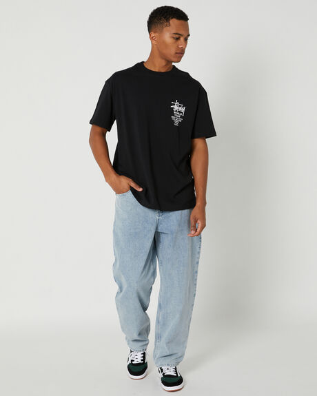 BLACK MENS CLOTHING STUSSY T-SHIRTS + SINGLETS - ST031003BLACK