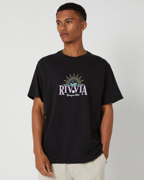 BLACK MENS CLOTHING RIVVIA PROJECTS T-SHIRTS + SINGLETS - RTE-23412BLK