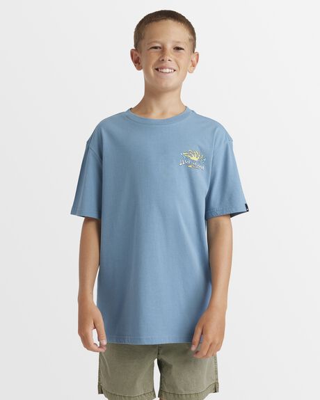 AEGEAN BLUE KIDS YOUTH BOYS QUIKSILVER T-SHIRTS + SINGLETS - UQBZT03369-BMQ0
