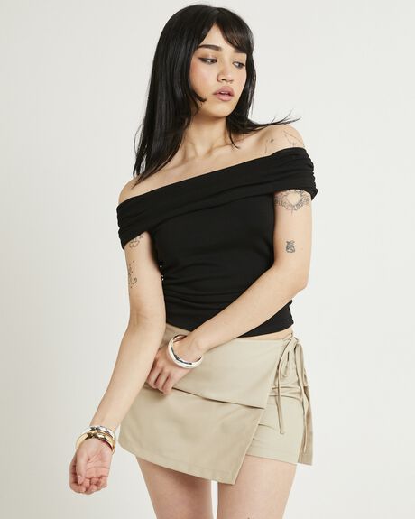 BLACK WOMENS CLOTHING ALICE IN THE EVE TOPS - GPW0001277-BLK-XS