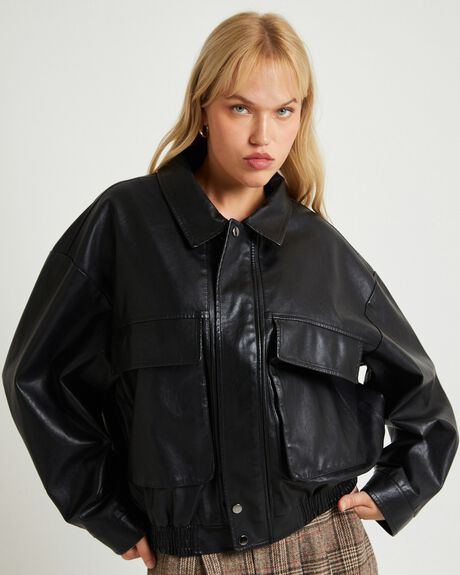 BLACK WOMENS CLOTHING ALICE IN THE EVE COATS + JACKETS - ALWW24257-BLK