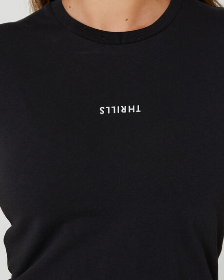 WASHED BLACK WOMENS CLOTHING THRILLS TEES - WTA23-131BWBLK