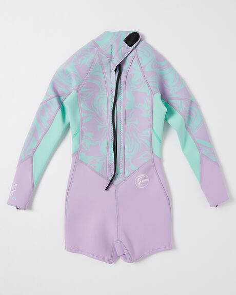 O'neill Girls Reactor 2 Back Zip Short Sleeve Springsuit 2Mm Wetsuit - Pink  Purple | SurfStitch