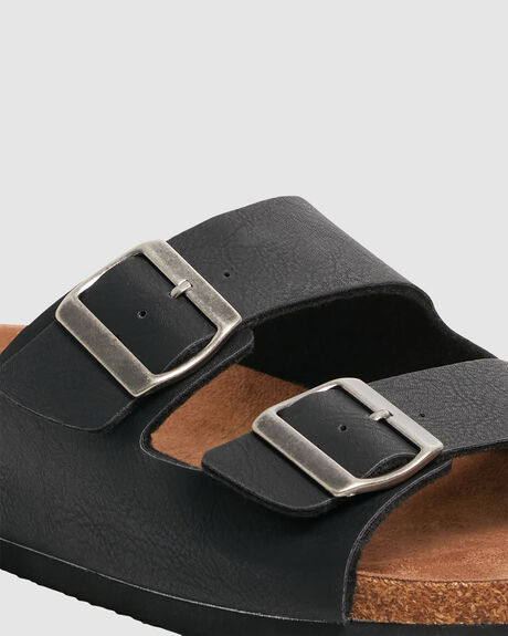 BLACK TAN MENS FOOTWEAR KUSTOM SLIDES + THONGS - UKYL100015-BU9