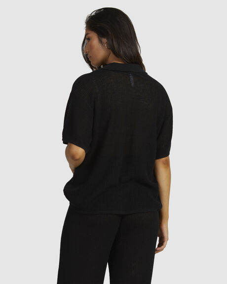 BLACK WOMENS CLOTHING RVCA SHIRTS - UVJKT00183-BLK