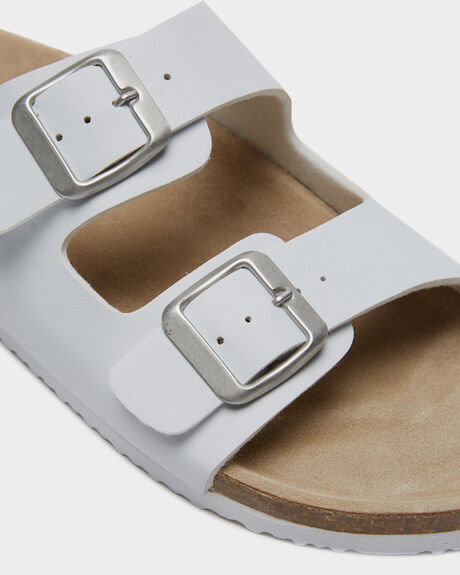 WHITE WOMENS FOOTWEAR SWELL SLIDES - SOLE-2260WHI