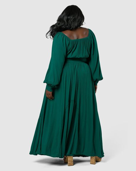DARK GREEN WOMENS CLOTHING THE POETIC GYPSY DRESSES - CPAW24287001-10