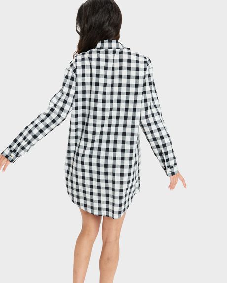 ANTHRACITE CHECK ME OUT BIG YW WOMENS SWIMWEAR ROXY OVERSWIM - ERJX603441-KVJ4