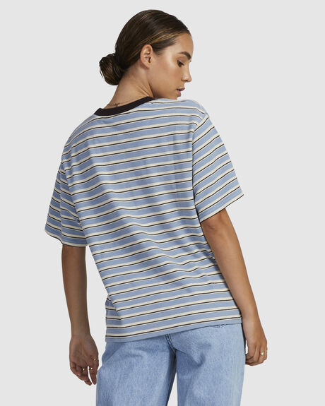 DUSTY BLUE WOMENS CLOTHING RVCA TEES - UVJKT00153-DSB