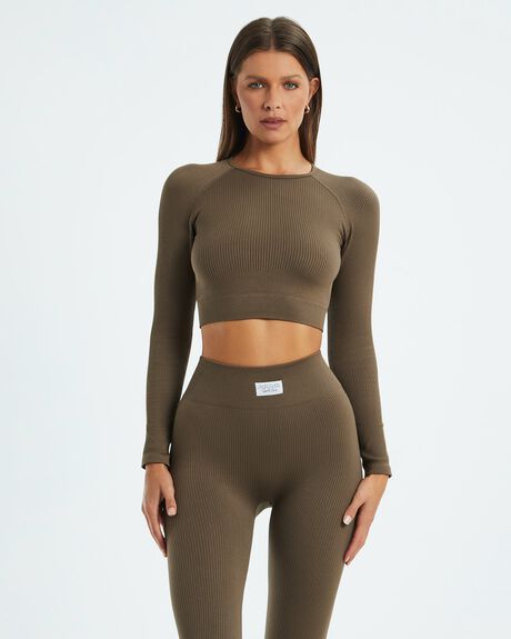 BROWN WOMENS ACTIVEWEAR SUBTITLED TOPS - 52422100023