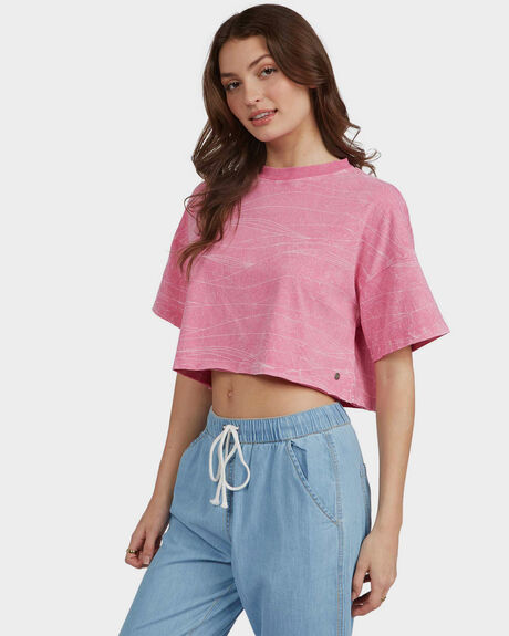 PINK GUAVA WAVES WOMENS CLOTHING ROXY TEES - ARJZT06964-MKHW