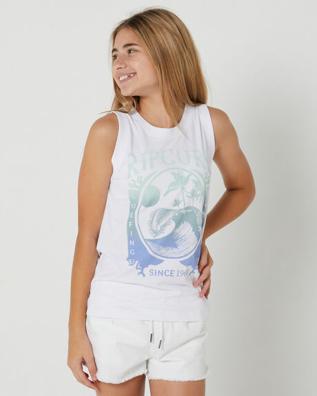 OPTICAL WHITE KIDS YOUTH GIRLS RIP CURL T-SHIRTS + SINGLETS - 027GTE-3262