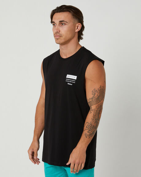 BLACK MENS CLOTHING UNIT T-SHIRTS + SINGLETS - 232146002-BLA