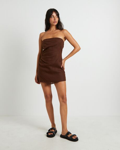 BROWN WOMENS CLOTHING SUBTITLED DRESSES - 1000106372-BRN-XXS