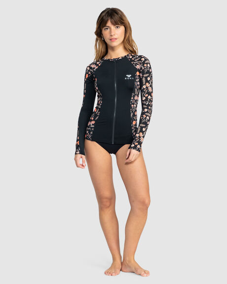ANTHRACITE KERALA BORDER SURF WOMENS ROXY RASHVESTS - ERJWR03812-KVJ5