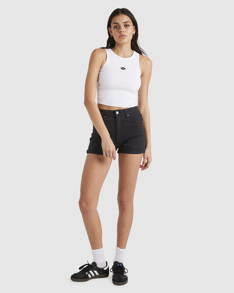 WASHED BLACK WOMENS CLOTHING RVCA SHORTS - UVJDS00110-WAA
