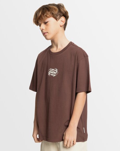 BROWN STONE KIDS YOUTH BOYS QUIKSILVER T-SHIRTS + SINGLETS - UQBZT03445-RRZ0