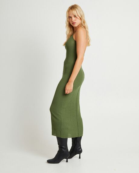 OLIVE WOMENS CLOTHING SUBTITLED DRESSES - SBWW24615-GRN-XXS