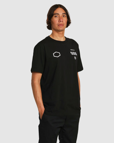 BLACK MENS CLOTHING RVCA GRAPHIC TEES - AVYZT01740-BLK