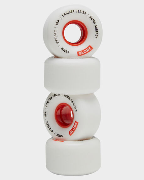 WHITE RED SKATE HARDWARE GLOBE WHEELS - 10125016WH58