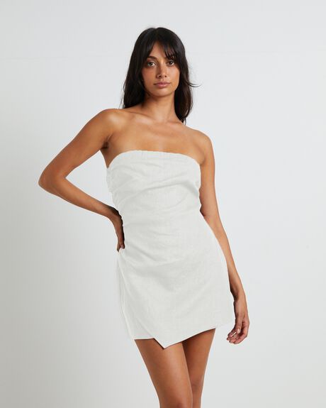 WHITE WOMENS CLOTHING SUBTITLED DRESSES - SBWS24725-WHT-XXS
