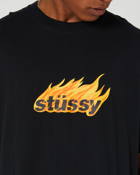 BLACK MENS CLOTHING STUSSY GRAPHIC TEES - ST035005BLACK