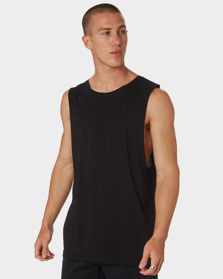 BLACK MENS CLOTHING AS COLOUR SINGLETS + TANKS - 5025BLK