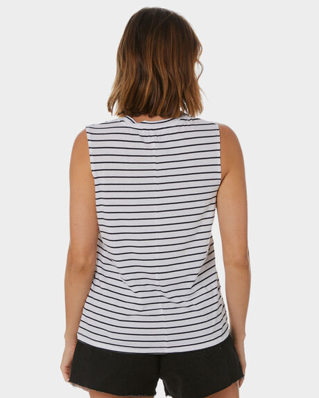 NAVY STRIPE WOMENS CLOTHING NUDE LUCY T-SHIRTS + SINGLETS - NU24347SNSTP