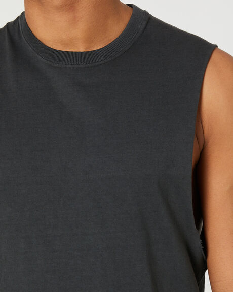 WASHED BLACK MENS CLOTHING RIP CURL SINGLETS + TANKS - CTEYO98264