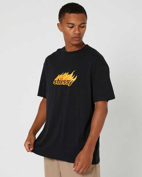BLACK MENS CLOTHING STUSSY GRAPHIC TEES - ST035005BLACK
