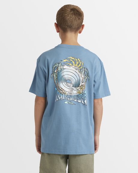 AEGEAN BLUE KIDS YOUTH BOYS QUIKSILVER T-SHIRTS + SINGLETS - UQBZT03369-BMQ0