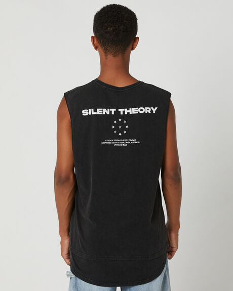 WASHED BLACK MENS CLOTHING SILENT THEORY T-SHIRTS + SINGLETS - 4028028WBLK