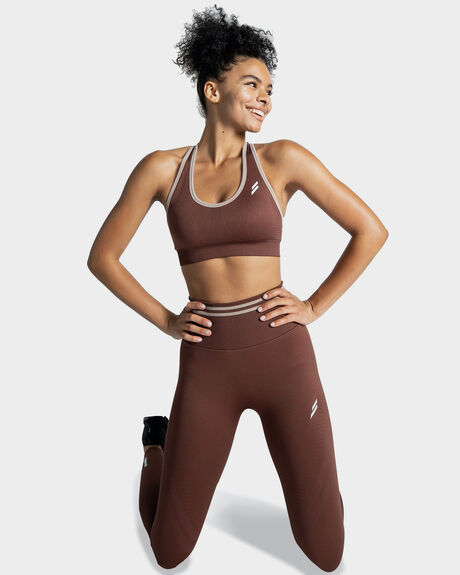 CHOCOLATE BROWN WOMENS ACTIVEWEAR DOYOUEVEN SPORTS BRAS - DYE-SSC-CB-XS